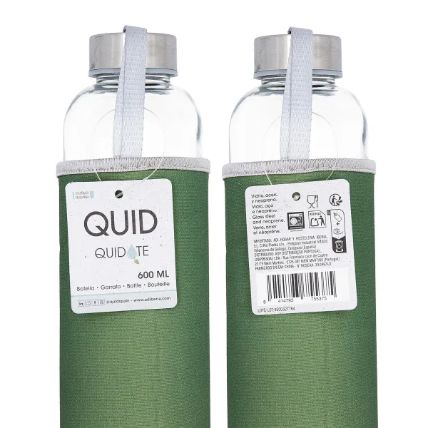 Vandens butelis Quid Quidate Žalia stiklas 600 ml (12 vnt.)