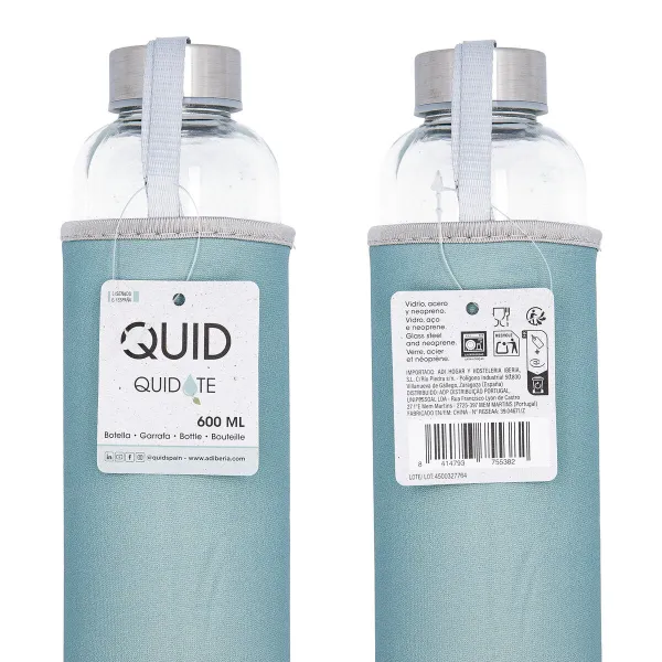 Бутылка с водой Quid Quidate Синий Cтекло 600 ml (12 штук)