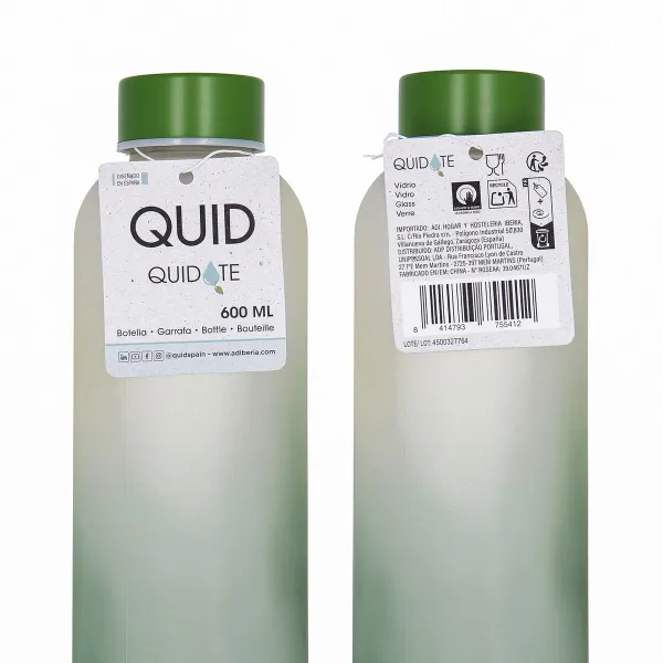 Vandens butelis Quid Quidate Žalia stiklas 600 ml (12 vnt.)