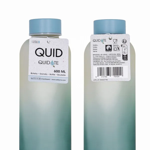 Vandens butelis Quid Quidate Mėlyna stiklas 600 ml (12 vnt.)