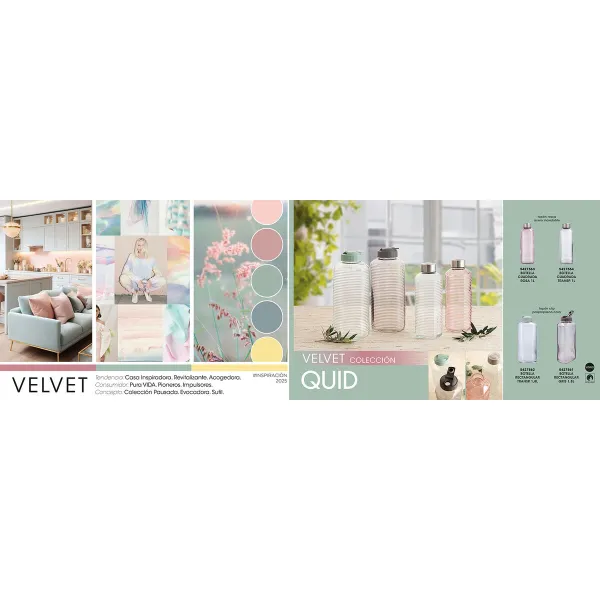 Бутылка с водой Quid Velvet Серый Cтекло 1,8 L (6 штук)