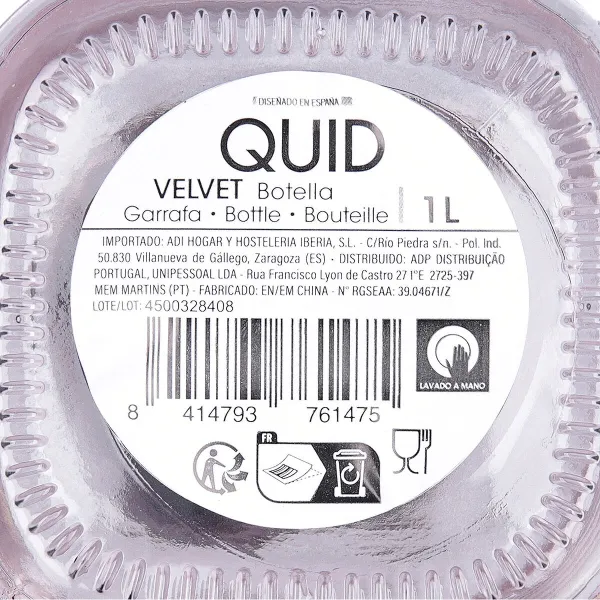 Vandens butelis Quid Velvet Rožinė stiklas 1 L (12 vnt.)