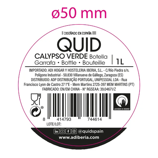 Vandens butelis Quid Calypso Žalia stiklas 1 L (12 vnt.)