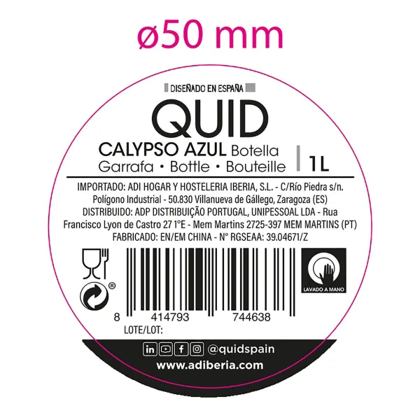 Vandens butelis Quid Calypso Mėlyna stiklas 1 L (12 vnt.)