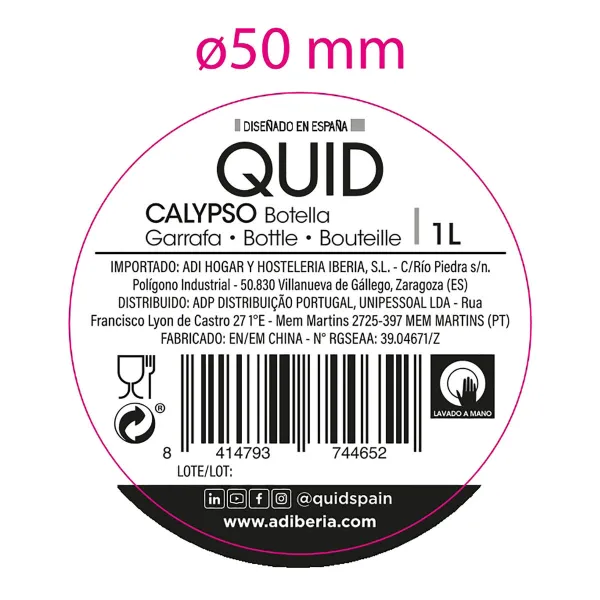 Vandens butelis Quid Calypso Skaidrus stiklas 1 L (12 vnt.)