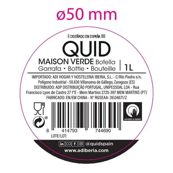 Vandens butelis Quid Maison Žalia stiklas 1 L (12 vnt.)