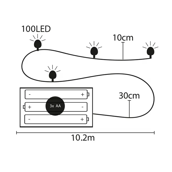 Christmas tree lights on batteries Springos CL0103 9.9 m