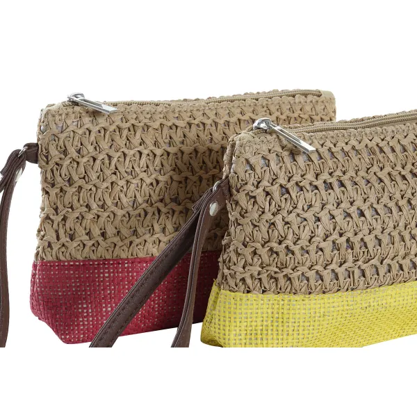 Toilet Bag DKD Home Decor Fibre Yellow Blue White Red Beige (4 Units)