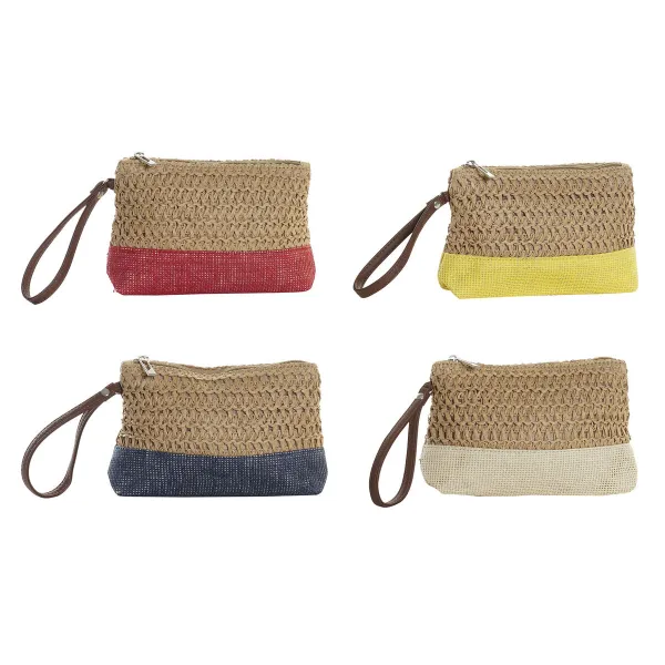 Toilet Bag DKD Home Decor Fibre Yellow Blue White Red Beige (4 Units)