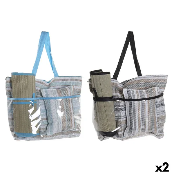 Пляжная сумка DKD Home Decor Синий Коричневый Зеленый Серый Мята PVC Полотно 44 x 23 x 62 cm (2 штук)