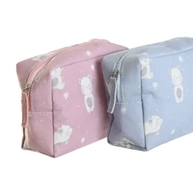 Reisi Tualett-tarvete Kott DKD Home Decor Sinine Valge Roheline Roosa polialgodon osos 15 x 6 x 12 cm (2 Ühikut)