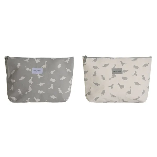 Kelionių reikmenų dėžutė DKD Home Decor Balta Pilka Medvilnė 33 x 8 x 21 cm (2 vnt.)