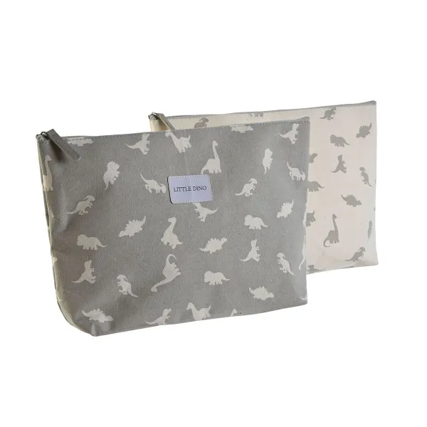 Kelionių reikmenų dėžutė DKD Home Decor Balta Pilka Medvilnė 33 x 8 x 21 cm (2 vnt.)