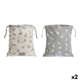 Детска Rаница Чувал DKD Home Decor Balts Pelēks 24 x 2 x 26 cm (2 gb.)