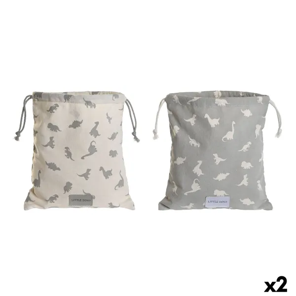 Детска Rаница Чувал DKD Home Decor Balts Pelēks 24 x 2 x 26 cm (2 gb.)