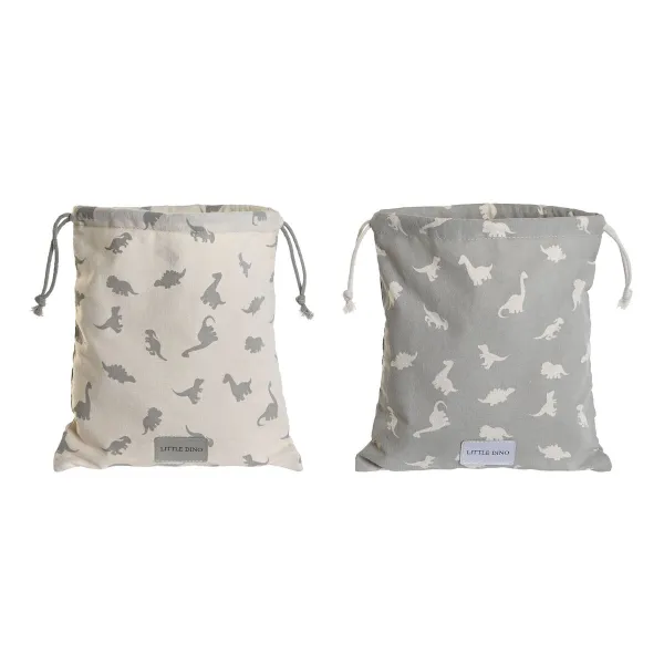 Детска Rаница Чувал DKD Home Decor Balts Pelēks 24 x 2 x 26 cm (2 gb.)