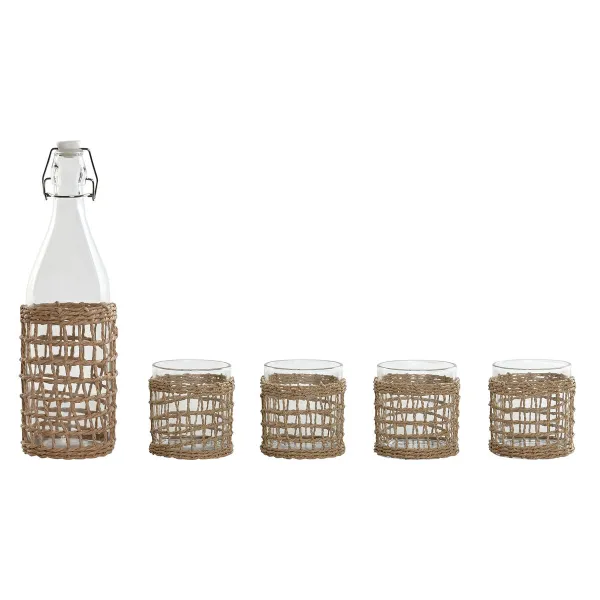 Lasien ja pullon setti Home ESPRIT Luonnollinen Kristalli Kuitu 1 L