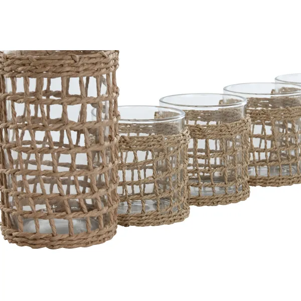 Lasien ja pullon setti Home ESPRIT Luonnollinen Kristalli Kuitu 1 L