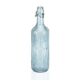 Бутылка с водой Versa Синий Cтекло Алюминий 1 L 8,1 x 31,5 x 8,1 cm