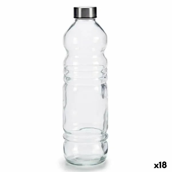 Stiklinis butelis Vivalto Skaidrus Sidabras Metalinis stiklas 1,1 L 8 x 31 x 8 cm (18 vnt.)