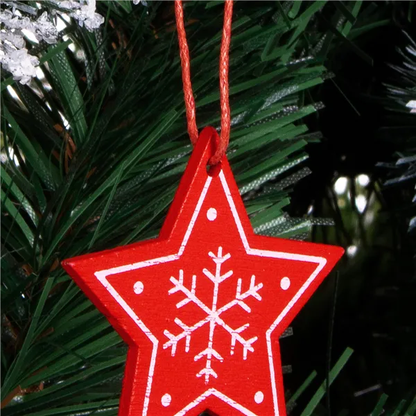 Christmas pendants wooden stars Springos CA0649 set of 3 4.5cm