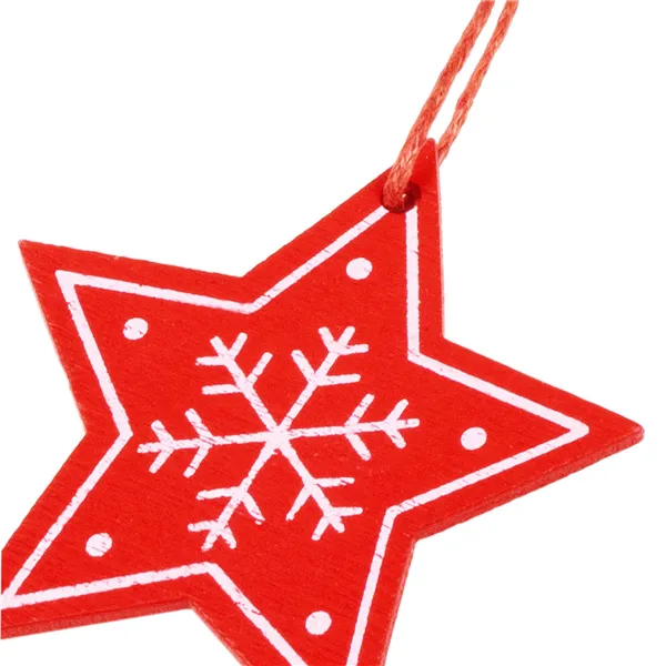 Christmas pendants wooden stars Springos CA0649 set of 3 4.5cm