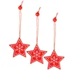 Christmas pendants wooden stars Springos CA0649 set of 3 4.5cm