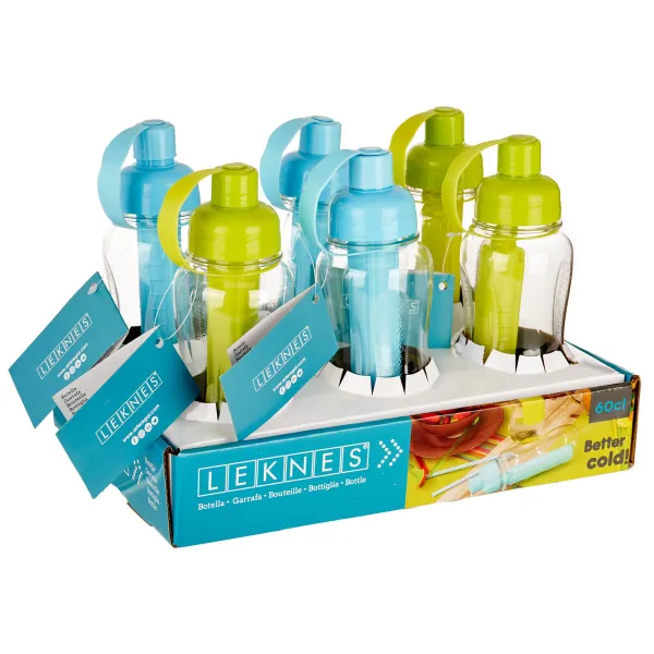 Water bottle Blue Green polypropylene PET 600 ml (6 Units)