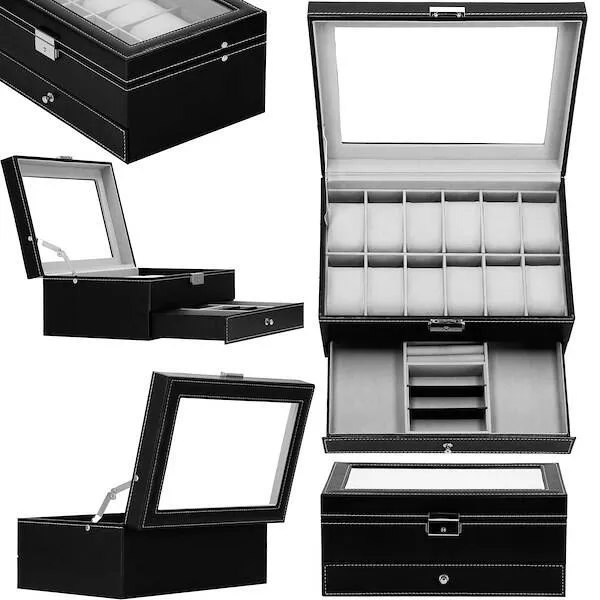 Watch box Springos HA1063 30x20x13 cm black and gray