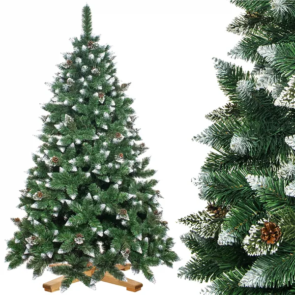 CT0191 Artificial Christmas tree 220 cm Premium Royal Trees, snowy diamond pine with cones