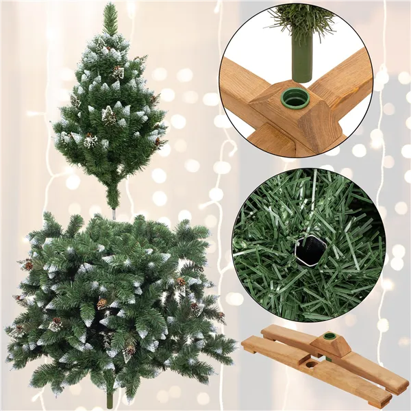 CT0191 Artificial Christmas tree 220 cm Premium Royal Trees, snowy diamond pine with cones