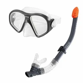 Snorkel Goggles and Tube Intex Yellow Black Grey