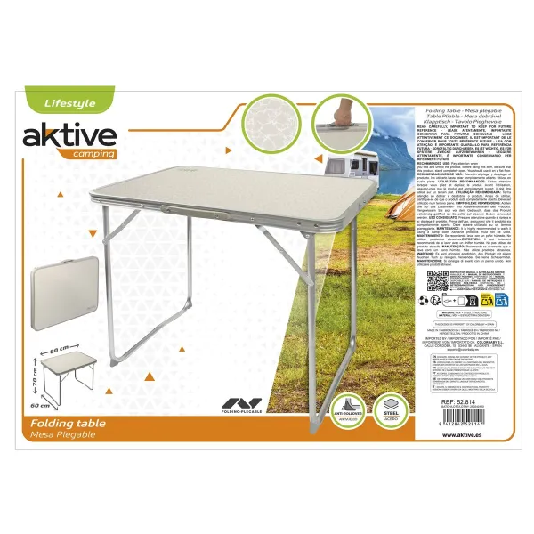 Saliekams galds Aktive Balts Tērauds Koks MDF 80 x 60 x 70 cm