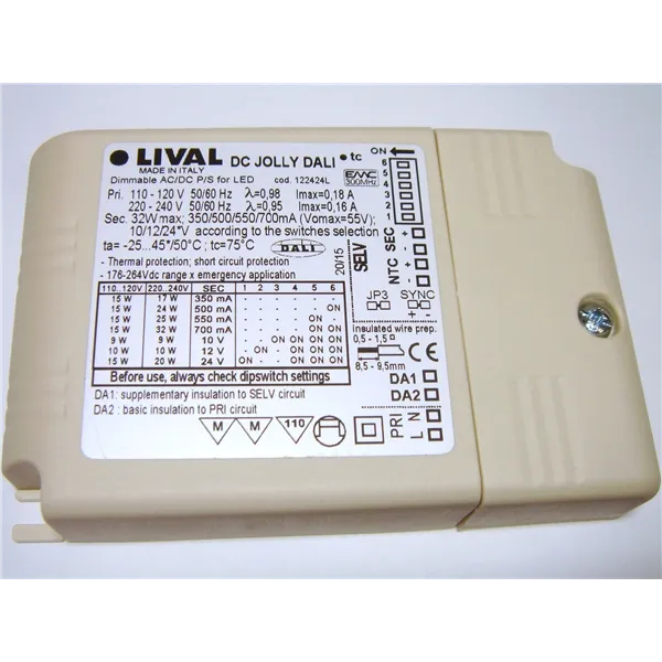 Electronic LED transformer 9-32W, 350-700mA, max. 55V, DC Jolly Dali