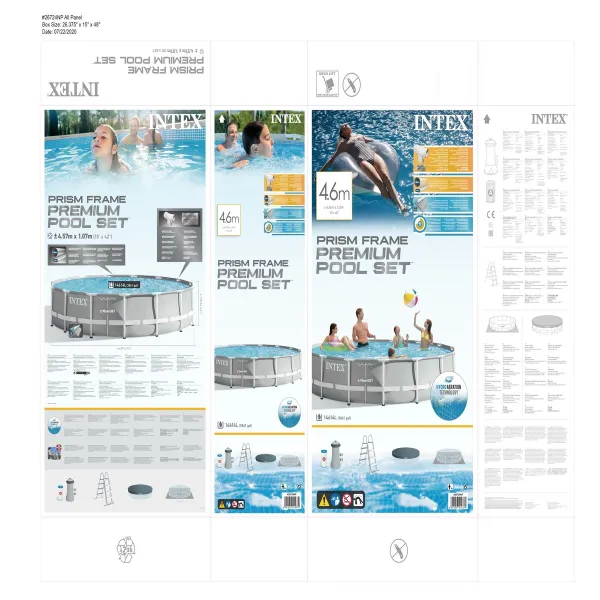 Removable pool Intex Prism Frame 457 x 107 cm 14.614 l Grey