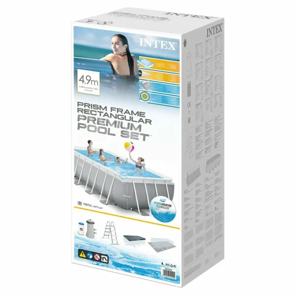 Išmontuojamas baseinas Intex Prism Frame 488 x 244 x 107 cm 10.874 l Pilka