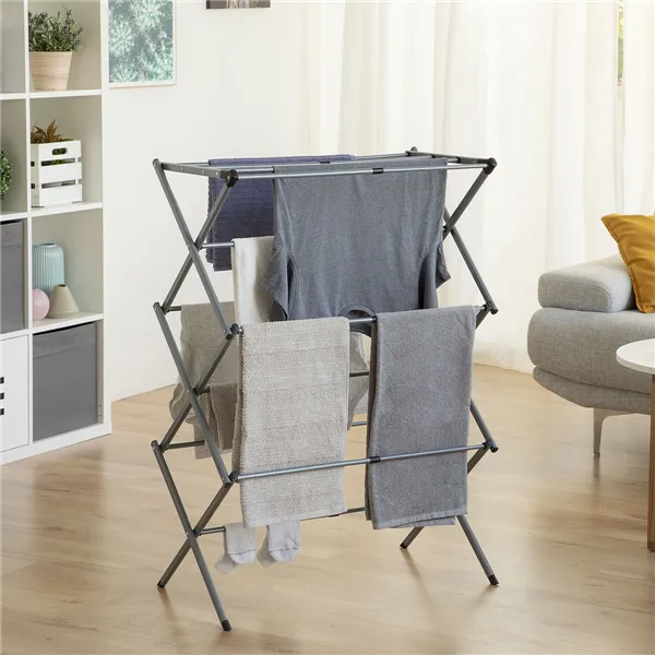 Folding and Extendable Metal Clothes Dryer with 3 Levels Cloxy InnovaGoods 11 Bars