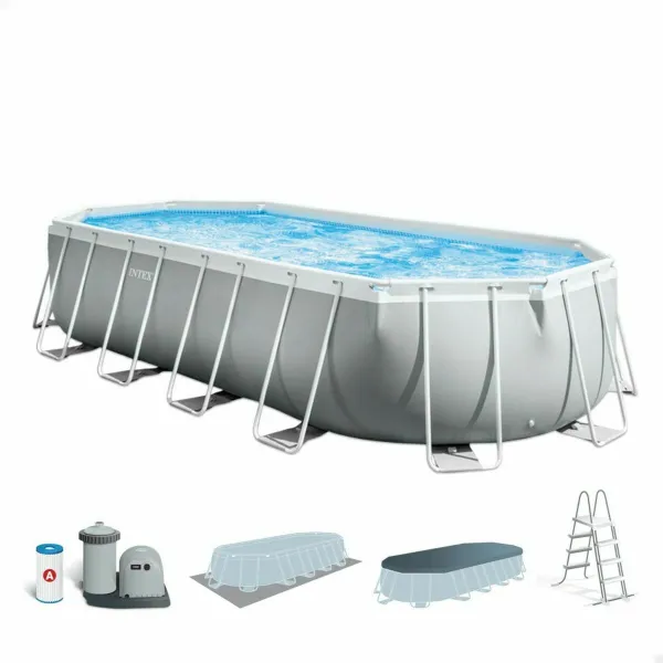 Irrotettava allas Intex Prism Frame 610 x 122 x 305 cm 610 x 305 x 122 cm 18.202 l Harmaa Soikea
