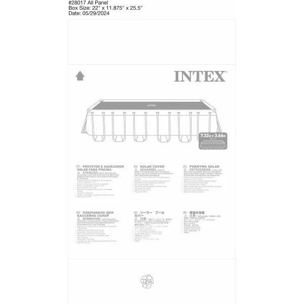 Baseino danga Intex 488 x 244 cm Saulės energijos Stačiakampis
