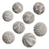 Balls Decoration Grey White 10 x 10 x 10 cm (8 Units)