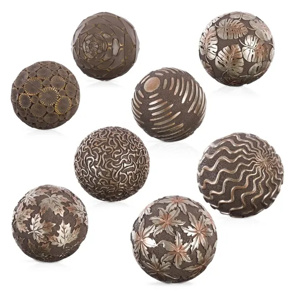 Balls Decoration Brown Bronze 10 x 10 x 10 cm (8 Units)