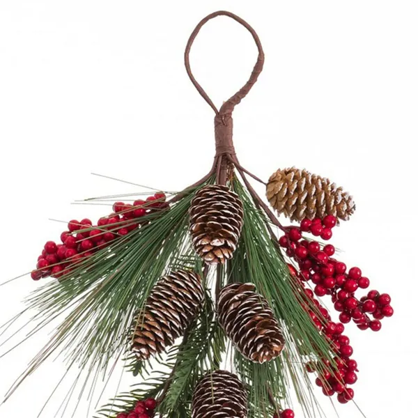 Door Hanger Christmas Red Green Natural Plastic Pineapples 42 cm