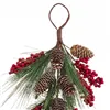 Door Hanger Christmas Red Green Natural Plastic Pineapples 42 cm