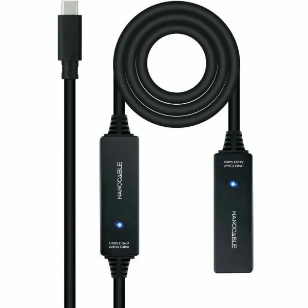USB Kabelis NANOCABLE Cable USB 3.2 amplif. C/M-C/H 10 m Melns