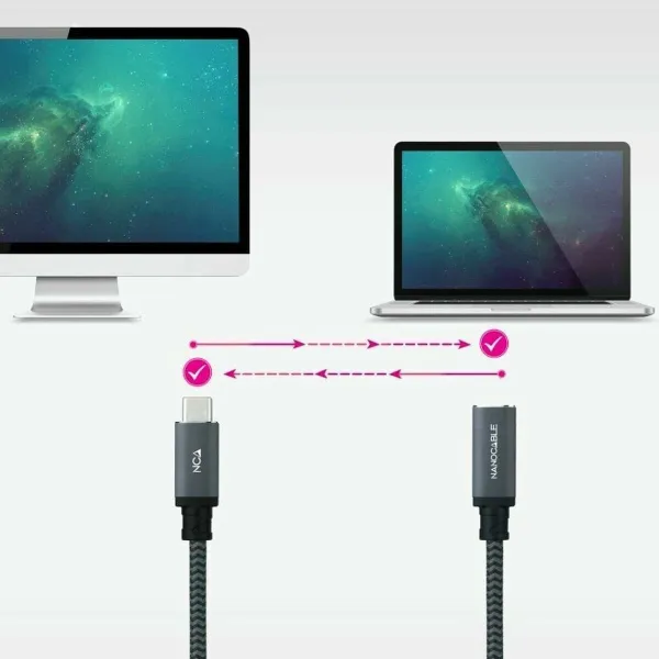USB-kaabel NANOCABLE USB 3.2 GEN2x2 100W C/M-H Must