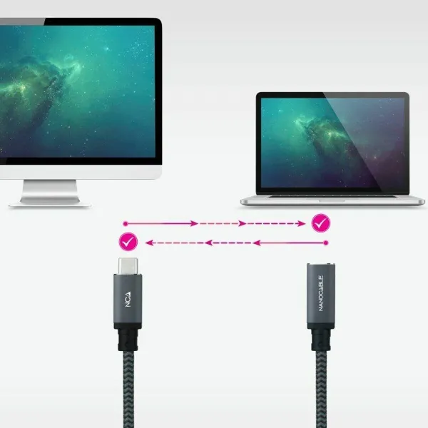 USB-kaabel NANOCABLE USB 3.2 GEN2x2 100W C/M-H Must 1,5 m