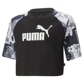 Child's Short Sleeve T-Shirt Puma Ess+ Street Art Ragl Black