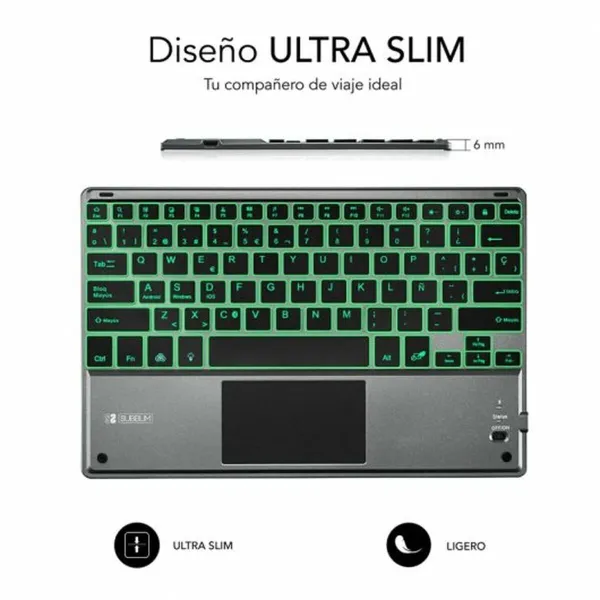 Bluetooth klaviatūra su atrama planšetei Subblim SUB-KBT-SMBT51 Pilka Spalvotas Ispaniška Qwerty