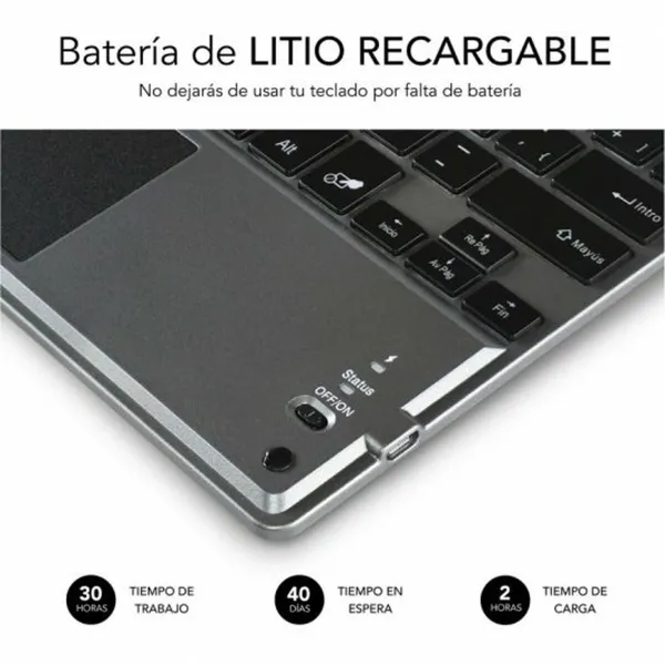 Bluetooth klaviatūra su atrama planšetei Subblim SUB-KBT-SMBT51 Pilka Spalvotas Ispaniška Qwerty