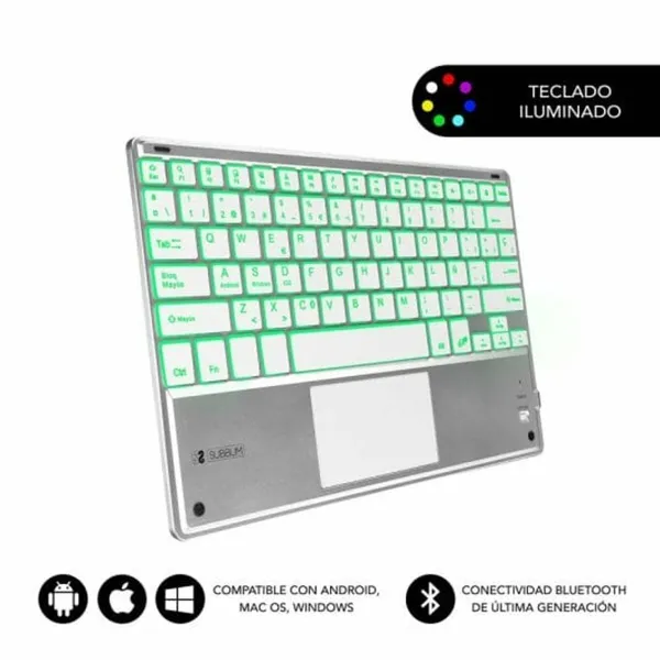 Bluetooth klaviatūra su atrama planšetei Subblim SUB-KBT-SMBT50 Sidabras Ispaniška Qwerty QWERTY